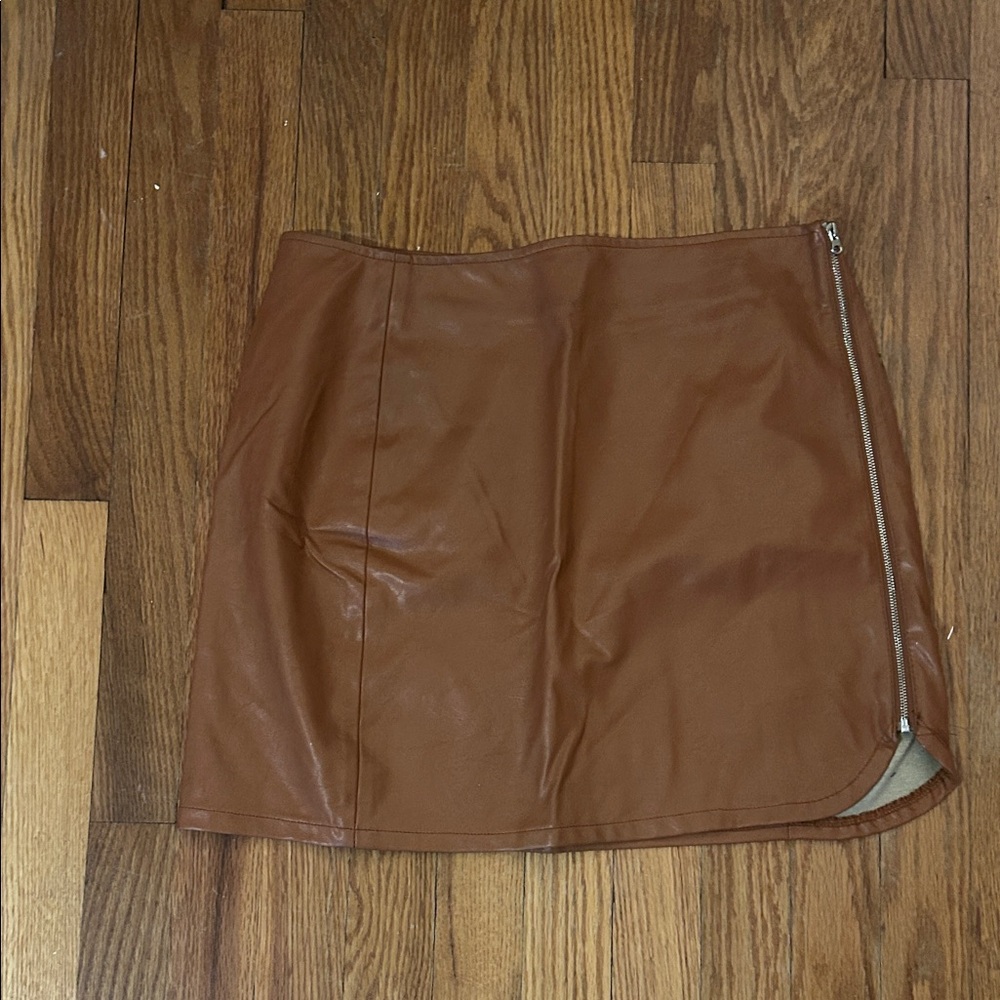 Windsor Brown Faux Leather Mini Skirt